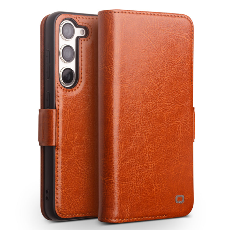QIALINO til Samsung Galaxy S23 ægte ko læder flip cover pungholder telefon etui QIALINO til Samsung Galaxy S23 ægte ko læder flip cover pungholder telefon etui